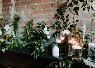 floral and candle arrangement industrial wedding